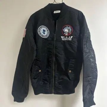 스누피 MA-1 플라이트 자켓 블랙 L 사이즈 PEANUTS