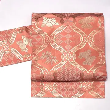 카와시마 직물 나고야 오비 순수 실크 니시진 비단 핑크 so215