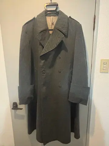 스위스군 코트 used 그레이 더블 브레스트 트렌치코트 밀리터리 코트