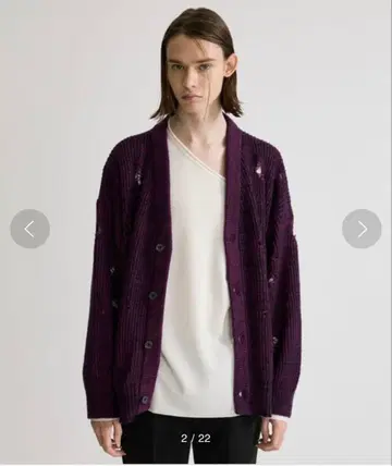 데미지 오버 사이즈 모헤어 가디건