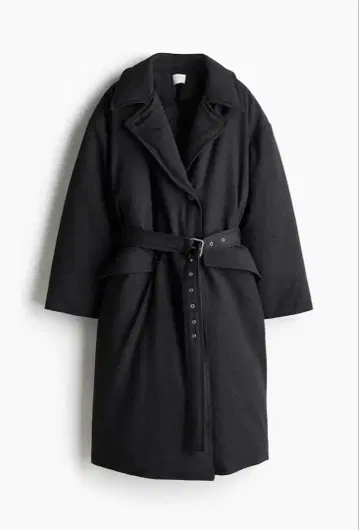 H&M 벨티드 패디드 코트 다크 그레이 롱 코트