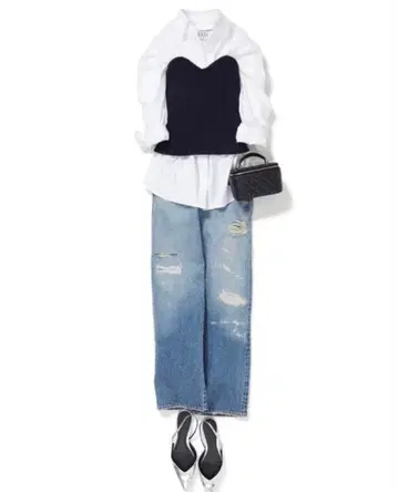 ORR 네이비 하트형 니트 베스트