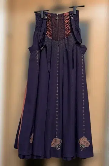 ozzon 동백 자수 하카마 스커트 보라색