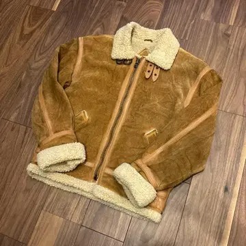 브라운 스웨이드 쉘파 자켓 천연 가죽 구제 의류