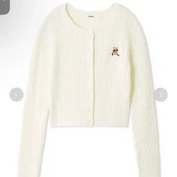 리본 베어 니트 가디건