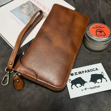 신상 브라운 수제 염색 이탈리아 가죽 남성용 천연 소가죽 장지갑