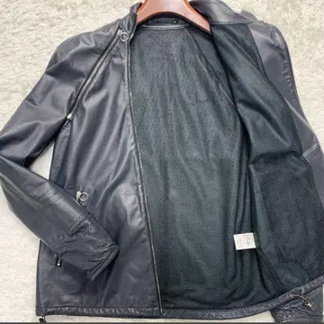 컨디션 최상 L 사이즈 폴스미스 가죽 자켓 펀칭 램 가죽 네이비 컬러