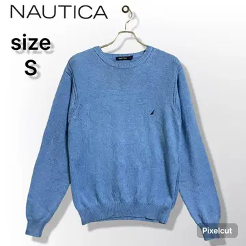 노티카 코튼 니트 스웨터 S 블루 원포인트 로고 구제 의류