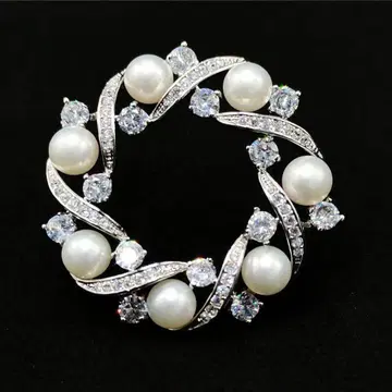 브로치 담수진주 스와로브스키 지르콘 꽃 펄 결혼식 입학식 졸업식