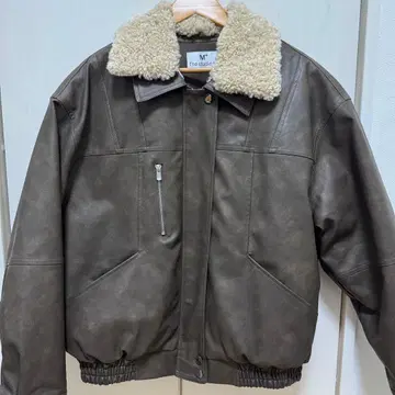 가죽 보아 옷깃 자켓 다크 브라운