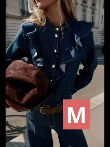 ZARA 데님 프릴 셔츠 M