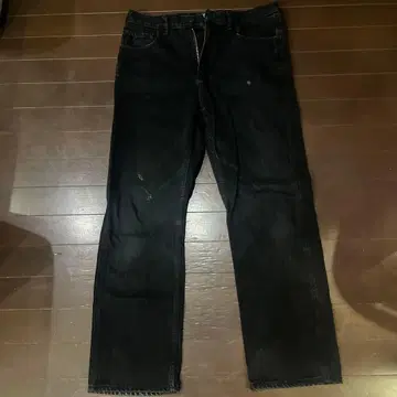 블랙 스트레이트 데님 팬츠