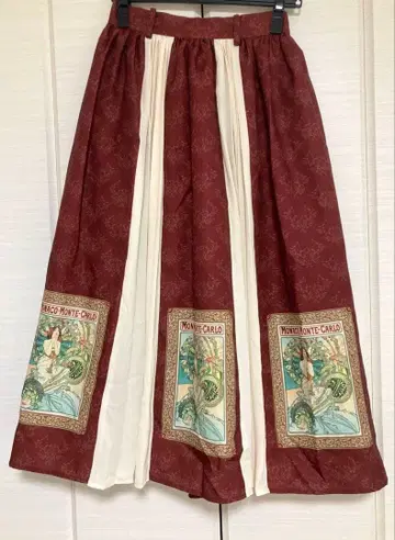 axes femme 알폰스 무하 콜라보 패널 무늬 스커트 M