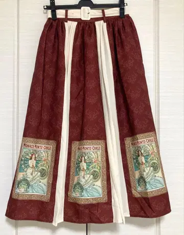 axes femme 알폰스 무하 콜라보 패널 무늬 스커트 M