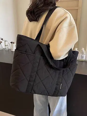 퀼팅 토트백 대용량 블랙