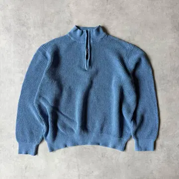 L.L.Bean 코튼 스웨터 쿼터 지퍼 터콰이즈 블루 XL