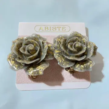 ABISTE 로즈 모티브 귀걸이 그레이/골드