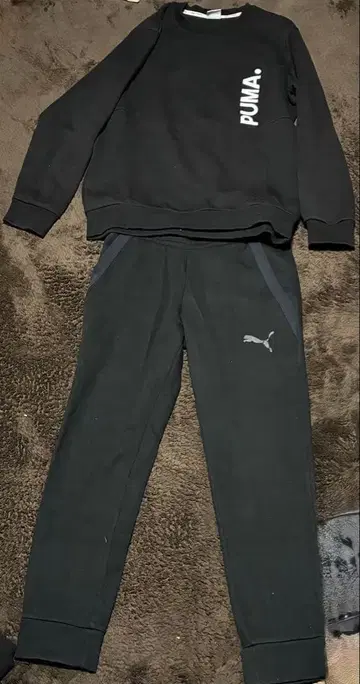 PUMA 블랙 맨투맨 세트 S