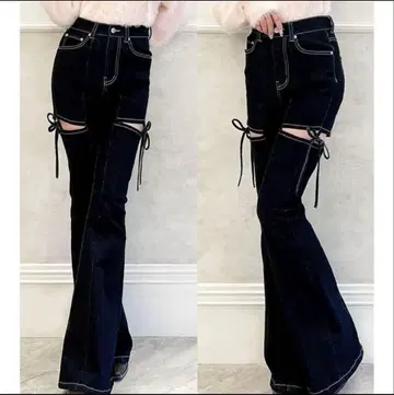 RESEXXY 컷 아웃 리본 데님 팬츠 S 사이즈