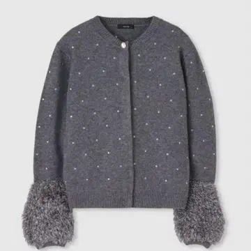 가디건 자수 도트 퍼 커프스 가디건 알아바일