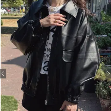 GRL 그레일 옷깃 2Way 오버 사이즈 가죽 블루종 블랙