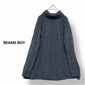 BEAMS BOY 케이블 짜임 터틀 니트 A라인 니트