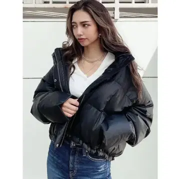 GYDA 인조 가죽 다운 코트