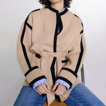 maje 투톤 바이컬러 노카라 자켓 정가 $685 사이즈 36