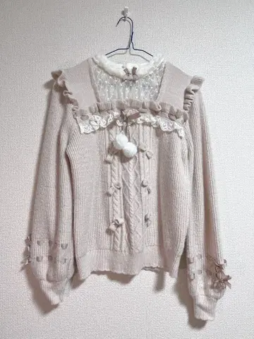 구하기 어려움! LIZ LISA 모헤어 터치 폼폼 니트탑 핑크