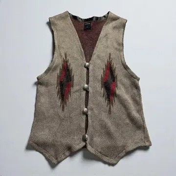 GLOSTER 네이티브 무늬 치마요 베스트 린넨 100% M 구제 의류