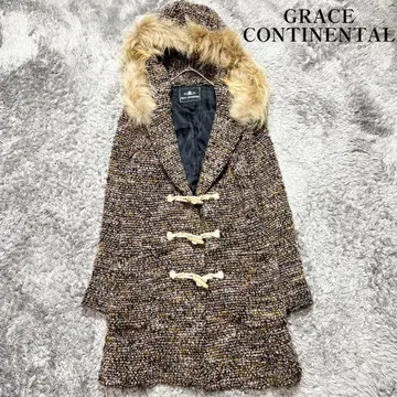 그레이스 콘티넨탈 트위드 더플 코트 울 M 사이즈 상당 새상품급