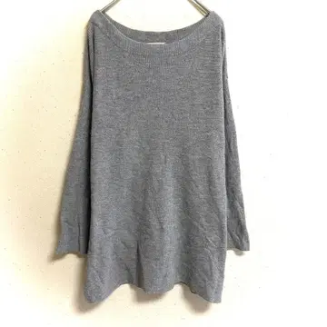 사만사 모스모스 튜닉 슬릿 울 혼방 그레이 루즈핏 돌먼 슬리브