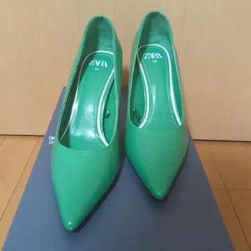 ZARA 그린 스틸레토 하이힐 38