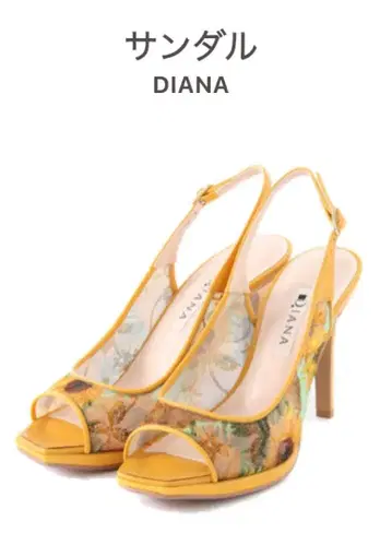 새상품 DIANA 회화 시리즈 고흐 해바라기 자수 백 스트랩 샌들