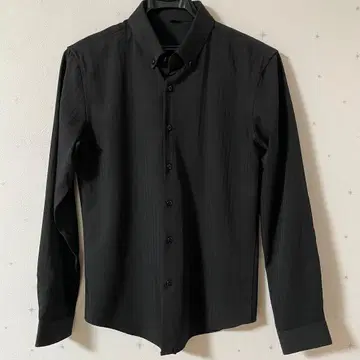 블랙 핀스트라이프 버튼 다운 긴팔 셔츠 X라인 M 사이즈 새상품급