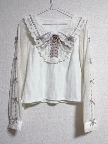 구하기 어려움! LIZ LISA 스캘럽 리본 카라 리브 상의 핑크