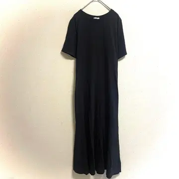 그라시아 티셔츠 원피스(L) 블랙 반팔 노옴코어 코튼 무지