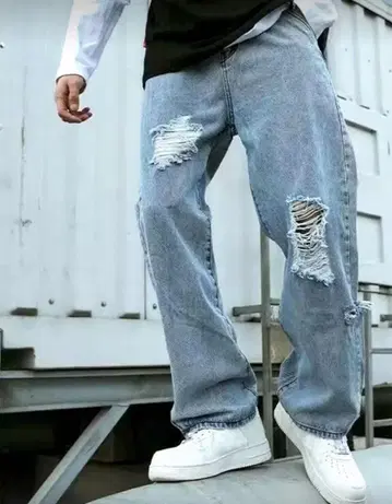 데미지 가공 데님 팬츠
