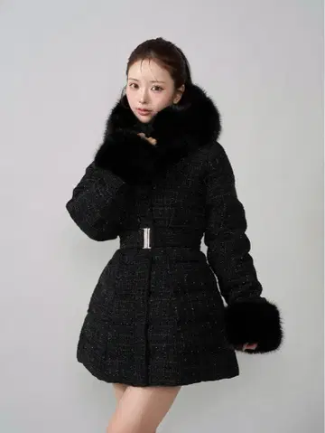 Darich 레이디 미디 트위드 다운 코트