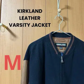 KIRKLAND SIGNATURE 천연 가죽 바시티 자켓 울 M