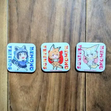 케모노 프렌즈 정사각형 캔뱃지 (서벌&너구리&페넥)