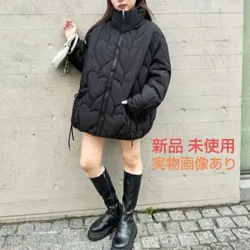 새상품 하트 퀼팅 오버 자켓 블랙 다운 자켓 코트