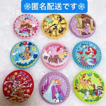 디즈니 자수 캔뱃지 2 9종 세트 안나 라푼젤 스티치