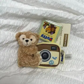 홍콩 디즈니 더피 봉제 인형 키링 카메라 디자인