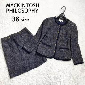 새상품급 매킨토시 철학 노카라 트위드 셋업 골드 버튼
