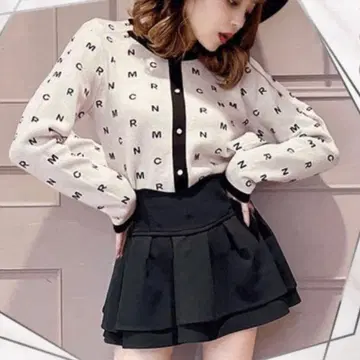 미셸 마카롱 모노그램 니트탑 블랙