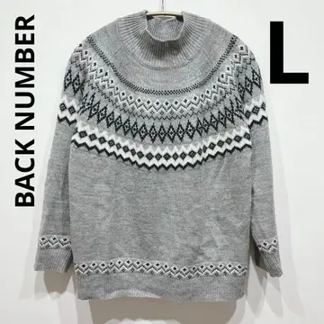 백넘버 사이즈:L 니트 그레이 스웨터