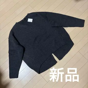 아메리칸 홀릭 울 혼방 차콜 그레이 니트