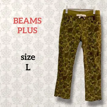 빔즈 [ L ] 카모 패턴 스웨트 팬츠 카키 밀리터리 캐주얼