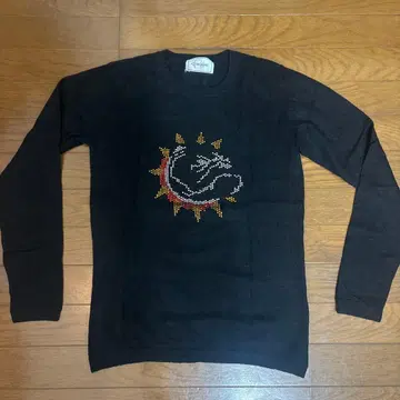 Amphibian 블랙 캐시미어 100% 니트 스톤 로고